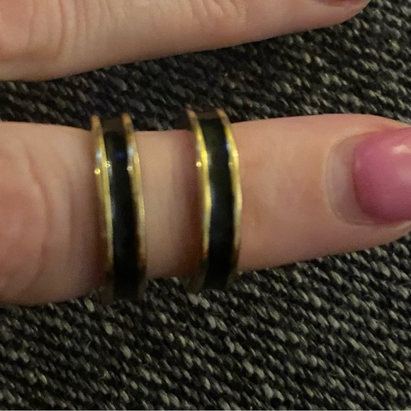 Isabel Marant ‘Casablanca’ Black Enameled Gold Hoop Earrings ASO Meghan Markle - Picture 6 of 13